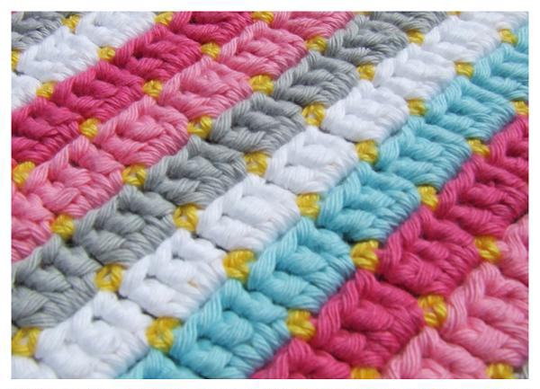 Block stitch crochet blanket with link to free pattern