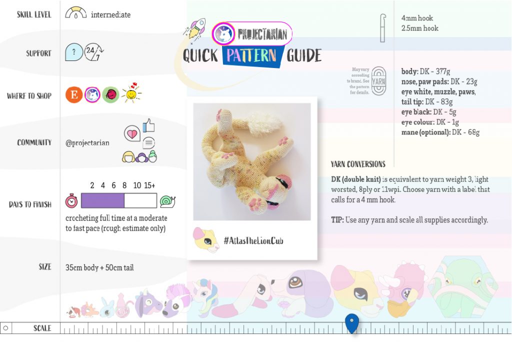 Quick Pattern Guide | Atlas the Lion Cub by Projectarian